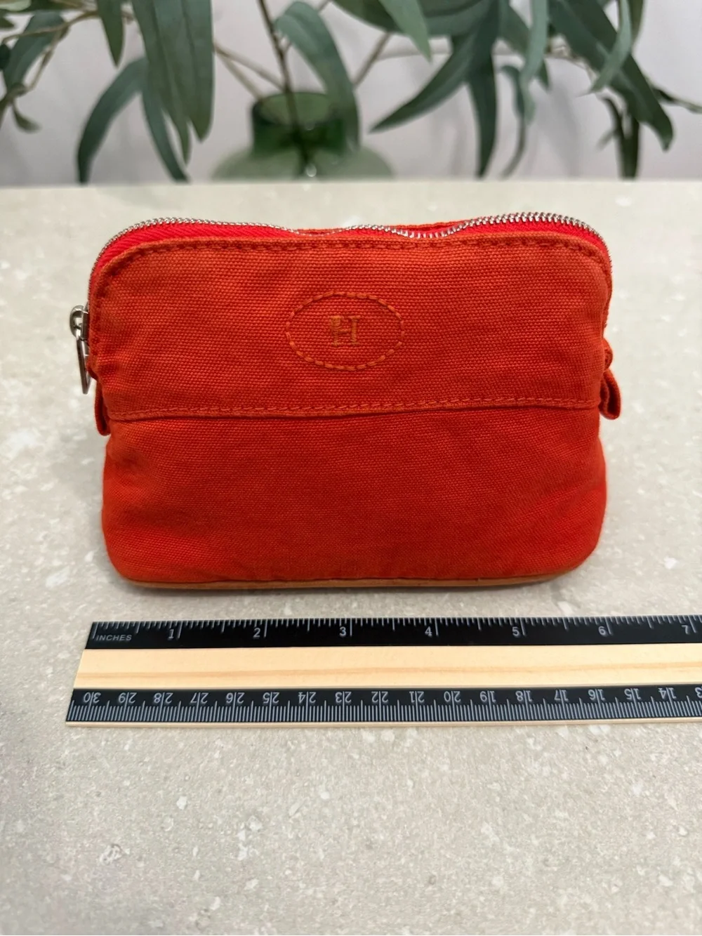 Hermes Bolide Pouch TPM Orange Canvas Travel Cosmetic Bag